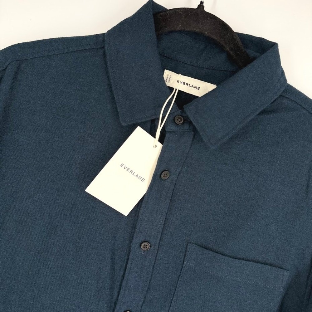 NEW Everlane Brushed Flannel Shirt Men M Navy Cotton Long Sleeve  Button Up